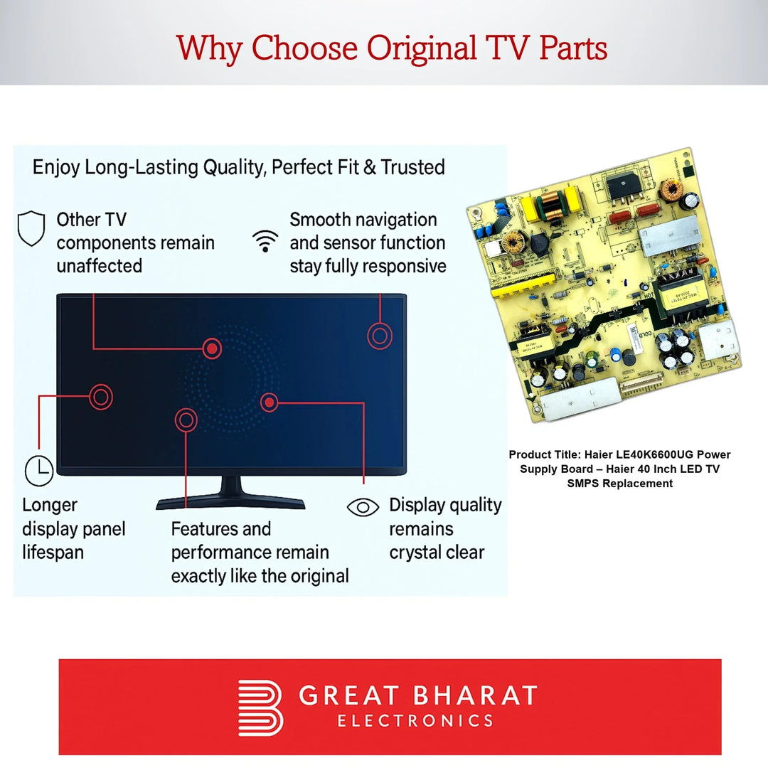 Haier LE40K6600UG Power Supply Board – Haier 40 Inch LED TV SMPS Replacement - Great Bharat Electronics