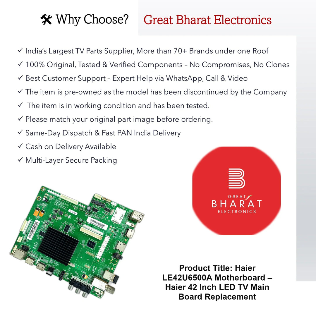 Haier LE42U6500A Motherboard – Haier 42 Inch LED TV Main Board Replacement - Great Bharat Electronics