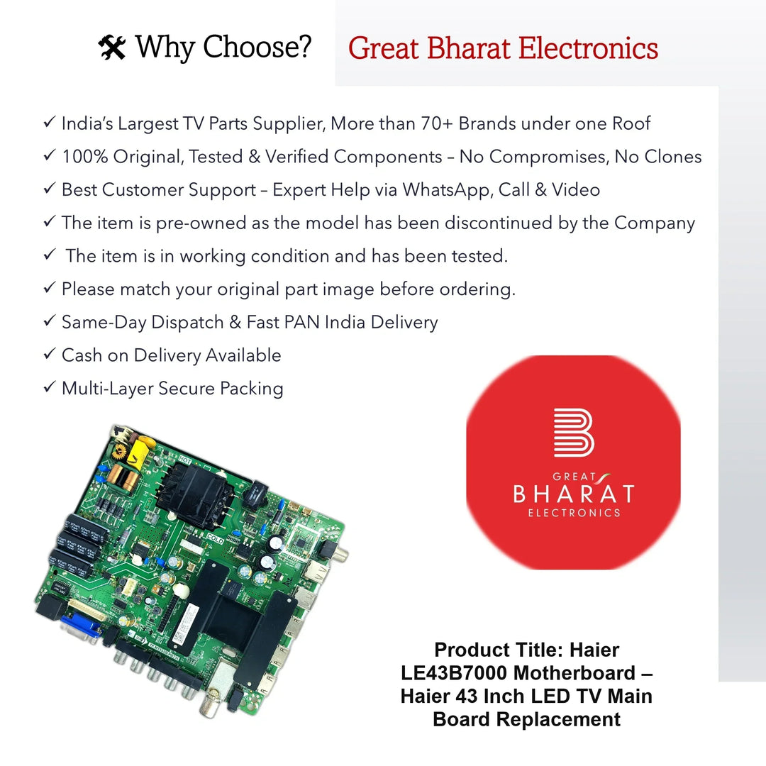 Haier LE43B7000 Motherboard – Haier 43 Inch LED TV Main Board Replacement - Great Bharat Electronics