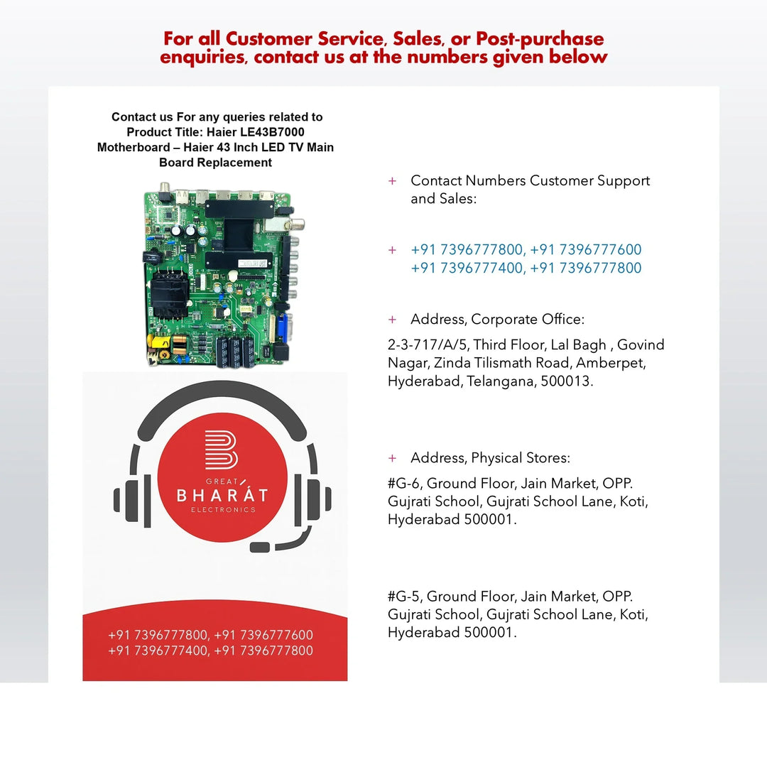 Haier LE43B7000 Motherboard – Haier 43 Inch LED TV Main Board Replacement - Great Bharat Electronics