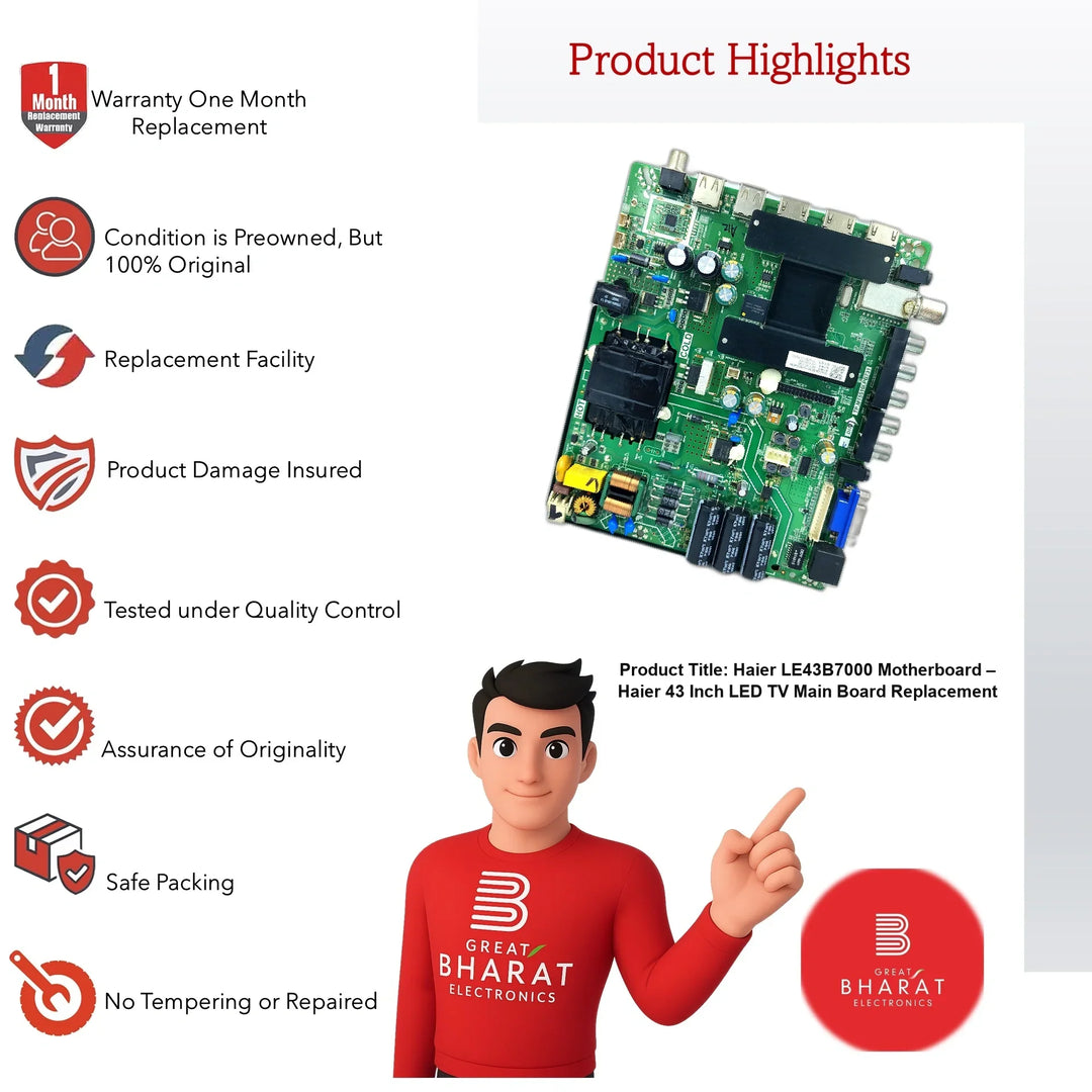 Haier LE43B7000 Motherboard – Haier 43 Inch LED TV Main Board Replacement - Great Bharat Electronics