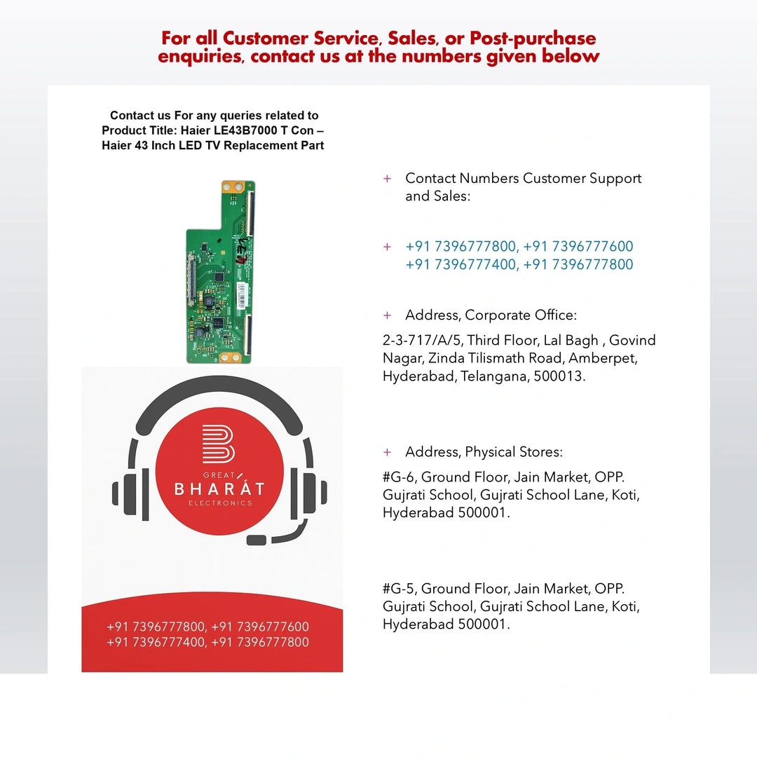Haier LE43B7000 T-Con Board – Haier 43 Inch LED TV Replacement Part - Great Bharat Electronics