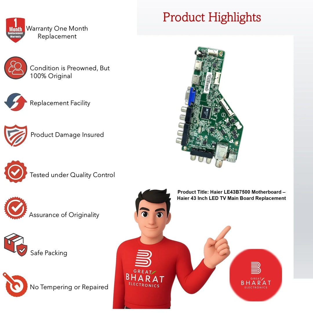 Haier LE43B7500 Motherboard – Haier 43 Inch LED TV Main Board Replacement - Great Bharat Electronics