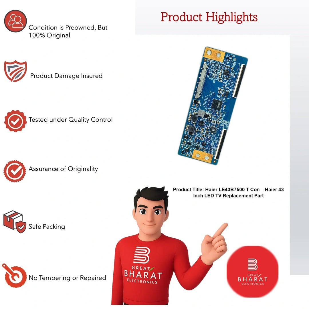 Haier LE43B7500 T-Con Board – Haier 43 Inch LED TV Replacement Part - Great Bharat Electronics