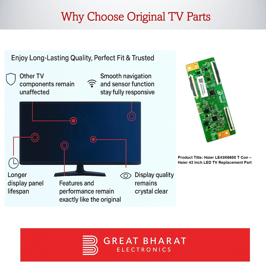 Haier LE43K6600 T-Con Board – Haier 43 Inch LED TV Replacement Part - Great Bharat Electronics