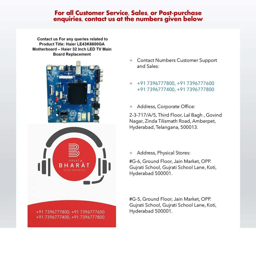Haier LE43K6600GA Motherboard – Haier 32 Inch LED TV Main Board Replacement - Great Bharat Electronics