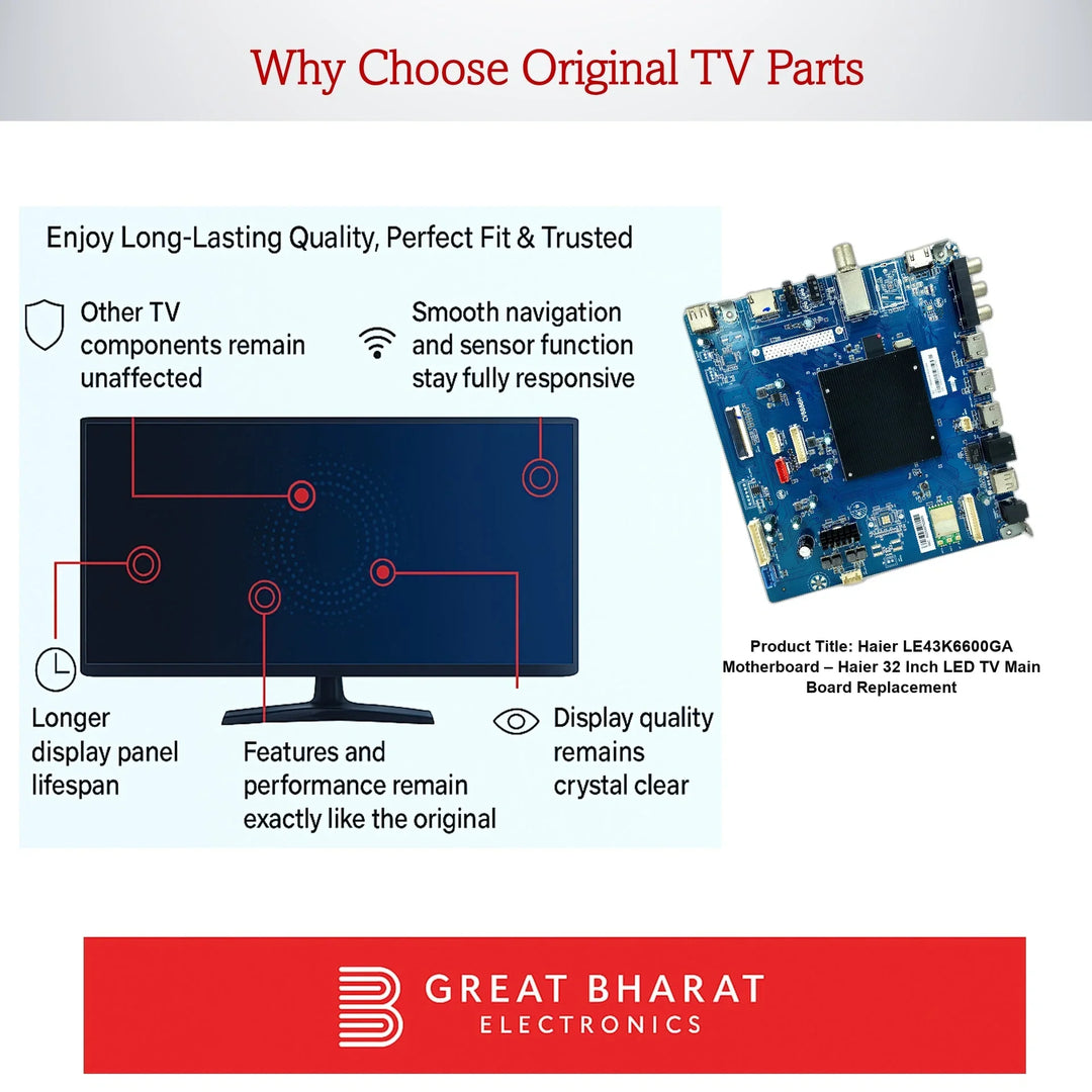 Haier LE43K6600GA Motherboard – Haier 32 Inch LED TV Main Board Replacement - Great Bharat Electronics