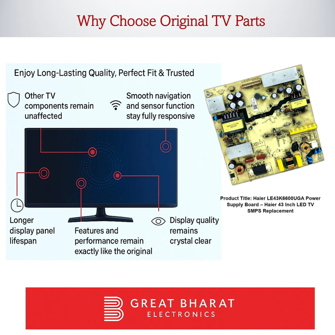 Haier LE43K6600UGA Power Supply Board – Haier 43 Inch LED TV SMPS Replacement - Great Bharat Electronics