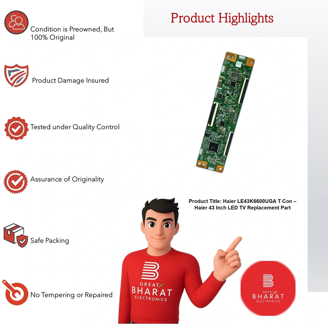 Haier LE43K6600UGA T-Con Board – Haier 43 Inch LED TV Replacement Part - Great Bharat Electronics