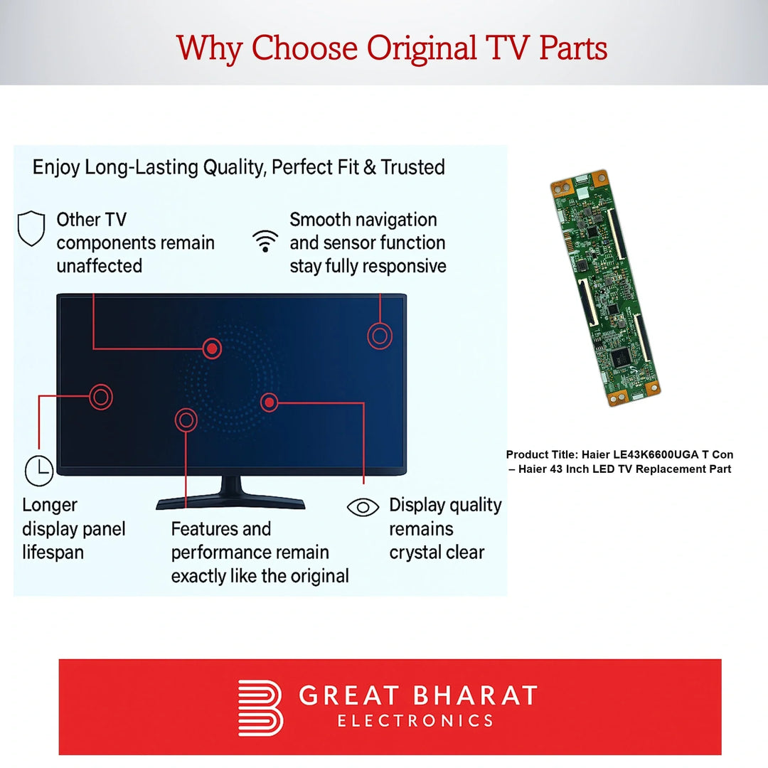 Haier LE43K6600UGA T-Con Board – Haier 43 Inch LED TV Replacement Part - Great Bharat Electronics
