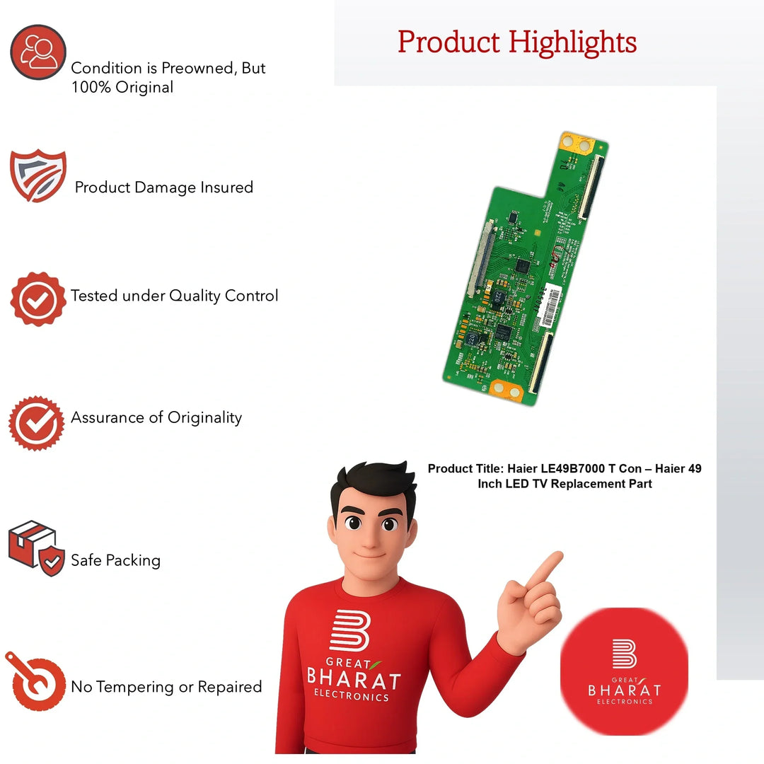 Haier LE49B7000 T-Con Board – Haier 49 Inch LED TV Replacement Part - Great Bharat Electronics