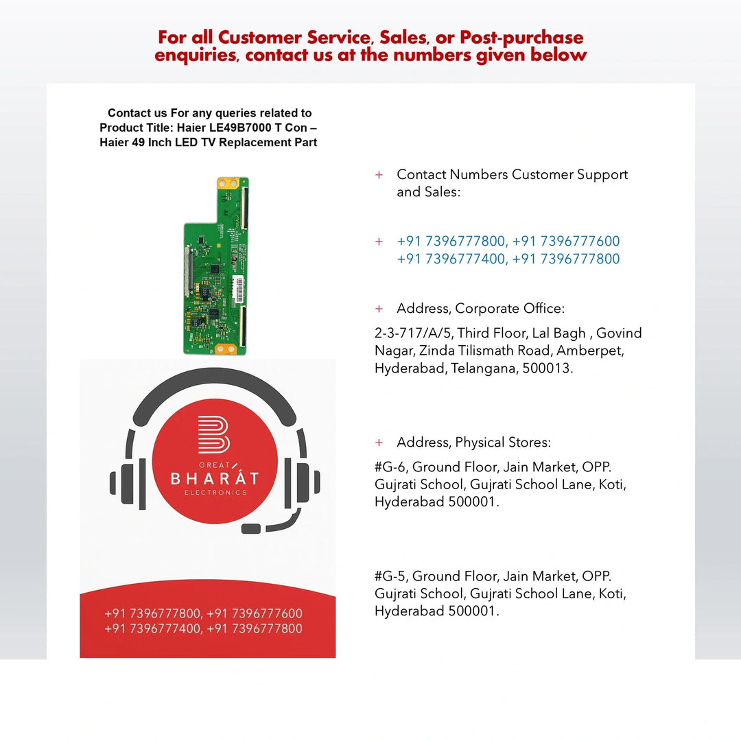 Haier LE49B7000 T-Con Board – Haier 49 Inch LED TV Replacement Part - Great Bharat Electronics