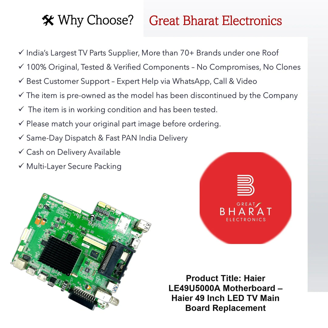 Haier LE49U5000A Motherboard – Haier 49 Inch LED TV Main Board Replacement - Great Bharat Electronics