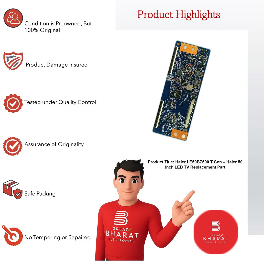 Haier LE50B7500 T-Con Board – Haier 50 Inch LED TV Replacement Part - Great Bharat Electronics