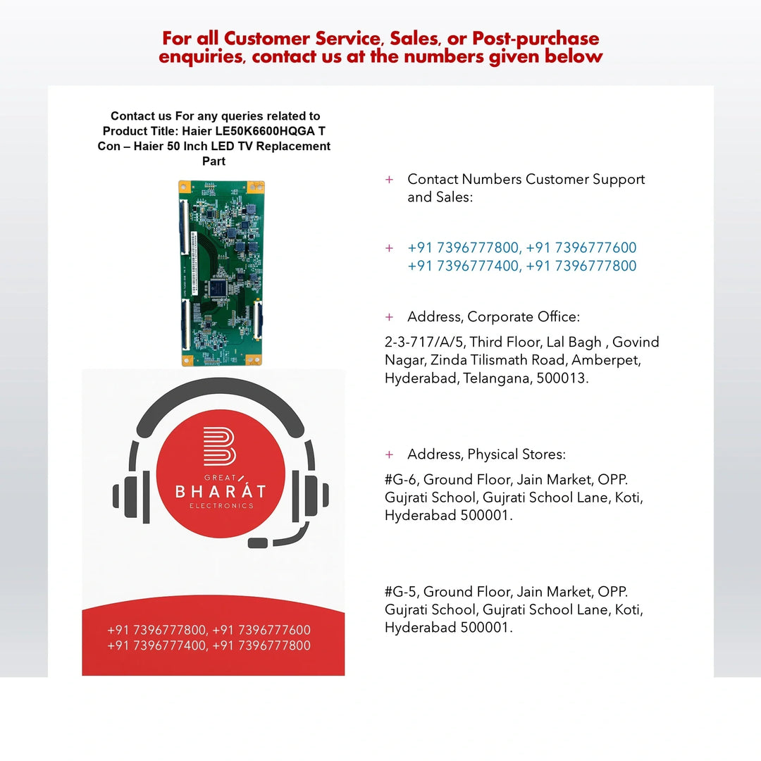 Haier LE50K6600HQGA T-Con Board – Haier 50 Inch LED TV Replacement Part - Great Bharat Electronics