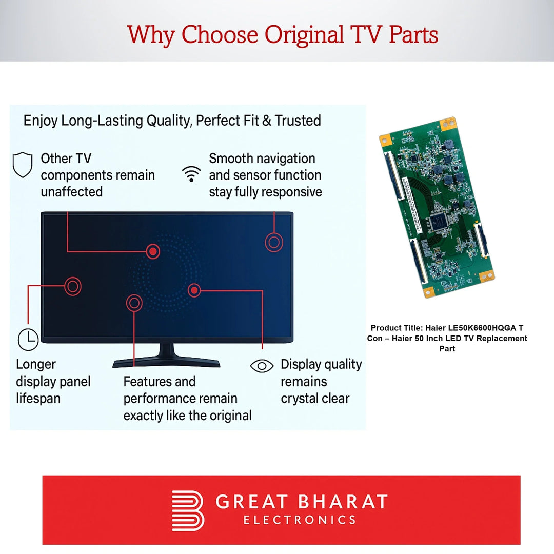 Haier LE50K6600HQGA T-Con Board – Haier 50 Inch LED TV Replacement Part - Great Bharat Electronics