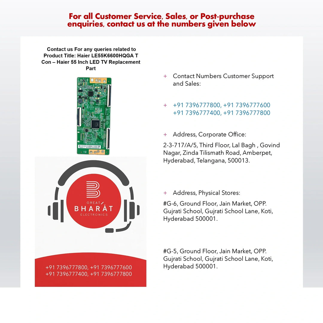 Haier LE55K6600HQGA T-Con Board – Haier 55 Inch LED TV Replacement Part - Great Bharat Electronics