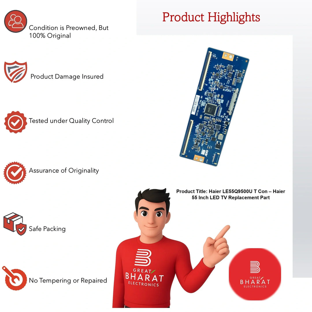 Haier LE55Q9500U T-Con Board – Haier 55 Inch LED TV Replacement Part - Great Bharat Electronics