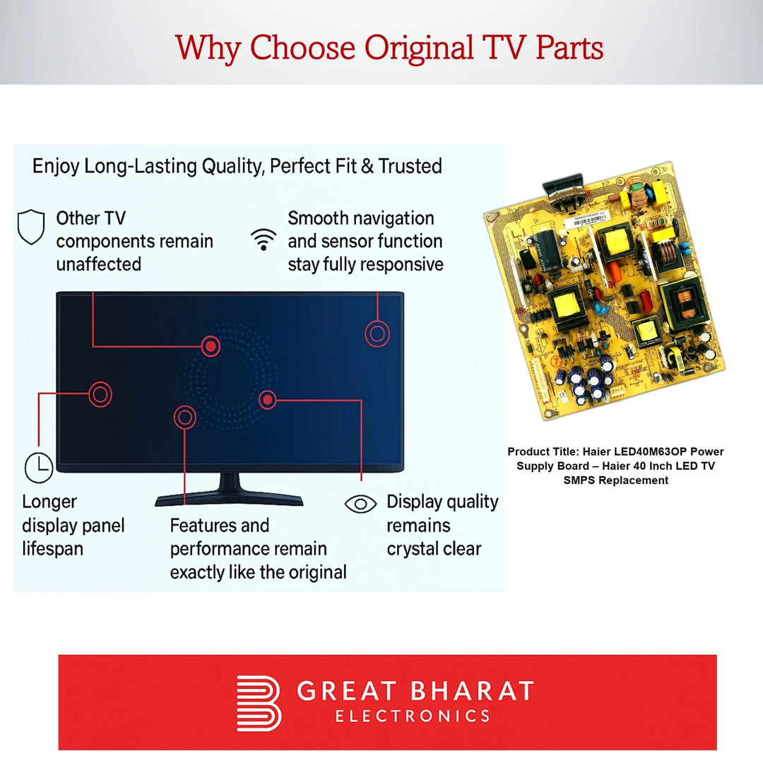 Haier LED40M63OP Power Supply Board – Haier 40 Inch LED TV SMPS Replacement - Great Bharat Electronics