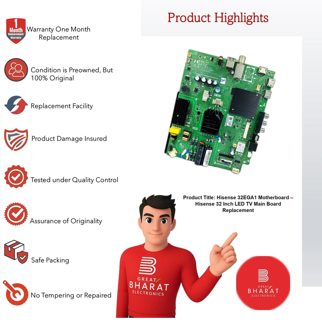 Hisense 32EGA1 Motherboard – Hisense 32 Inch LED TV Main Board Replacement - Great Bharat Electronics