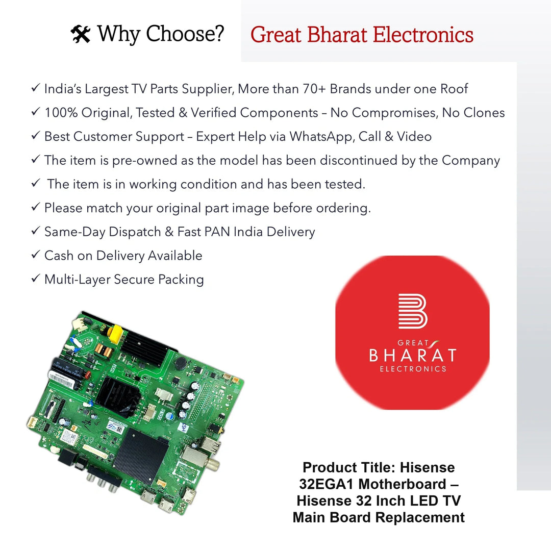 Hisense 32EGA1 Motherboard – Hisense 32 Inch LED TV Main Board Replacement - Great Bharat Electronics