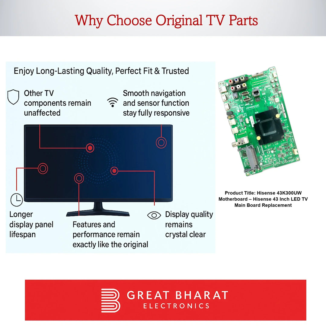 Hisense 43K300UW Motherboard – Hisense 43 Inch LED TV Main Board Replacement - Great Bharat Electronics