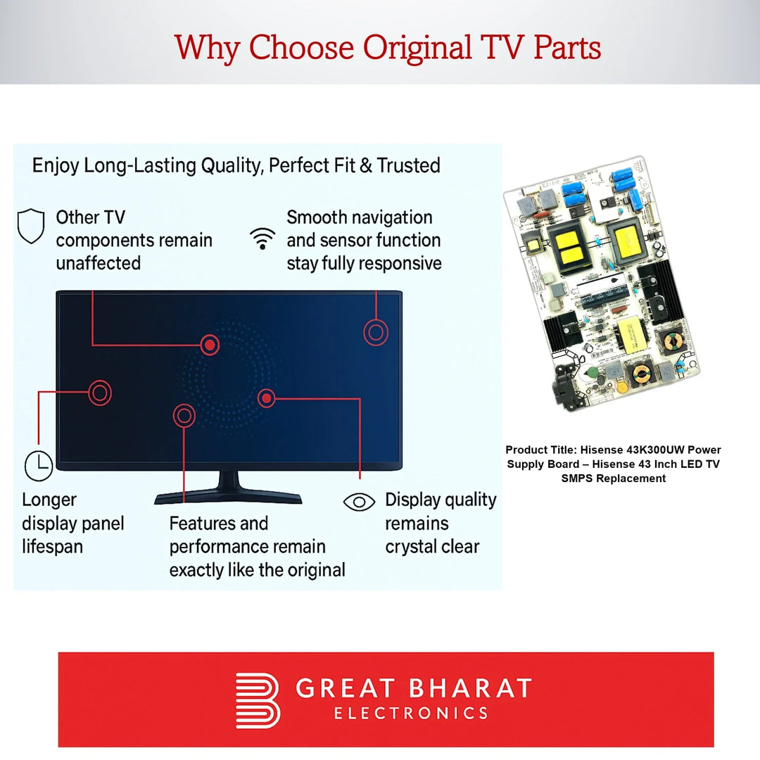Hisense 43K300UW Power Supply Board – Hisense 43 Inch LED TV SMPS Replacement - Great Bharat Electronics