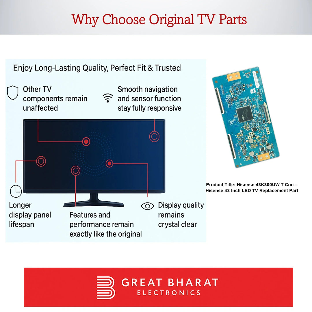 Hisense 43K300UW T-Con Board – Hisense 43 Inch LED TV Replacement Part - Great Bharat Electronics