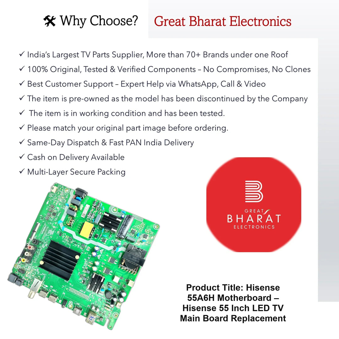 Hisense 55A6H Motherboard – Hisense 55 Inch LED TV Main Board Replacement - Great Bharat Electronics