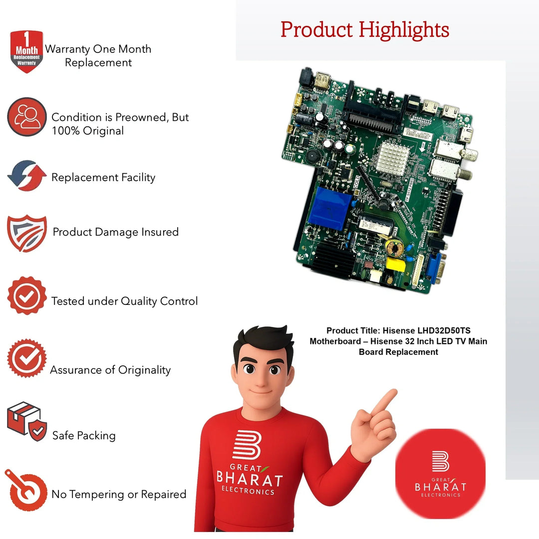 Hisense LHD32D50TS Motherboard – Hisense 32 Inch LED TV Main Board Replacement - Great Bharat Electronics