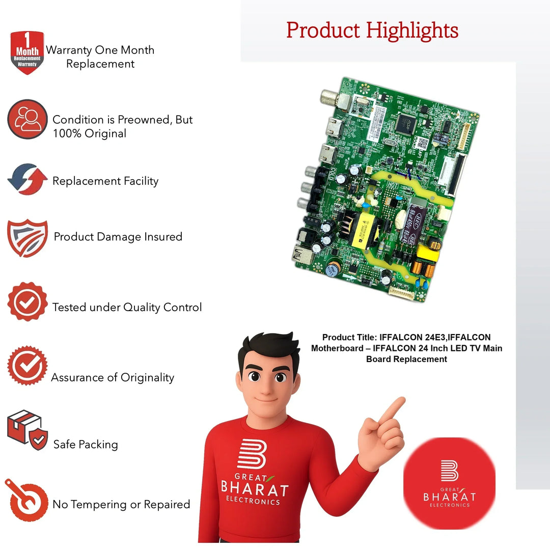 iFFALCON 24E3,iFFALCON Motherboard – iFFALCON 24 Inch LED TV Main Board Replacement - Great Bharat Electronics