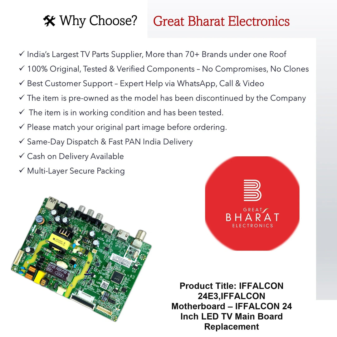iFFALCON 24E3,iFFALCON Motherboard – iFFALCON 24 Inch LED TV Main Board Replacement - Great Bharat Electronics