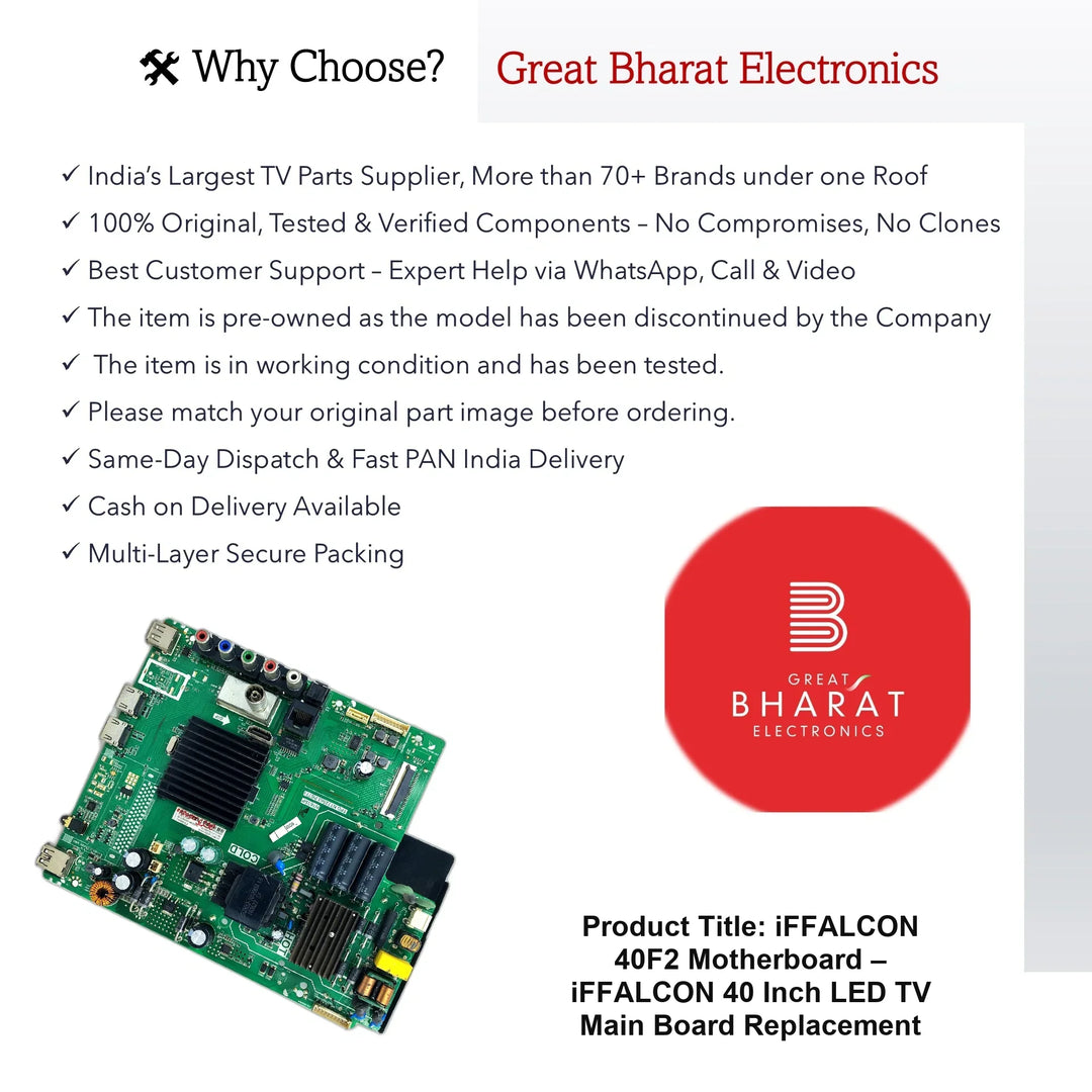 iFFALCON 40F2 Motherboard – iFFALCON 40 Inch LED TV Main Board Replacement - Great Bharat Electronics