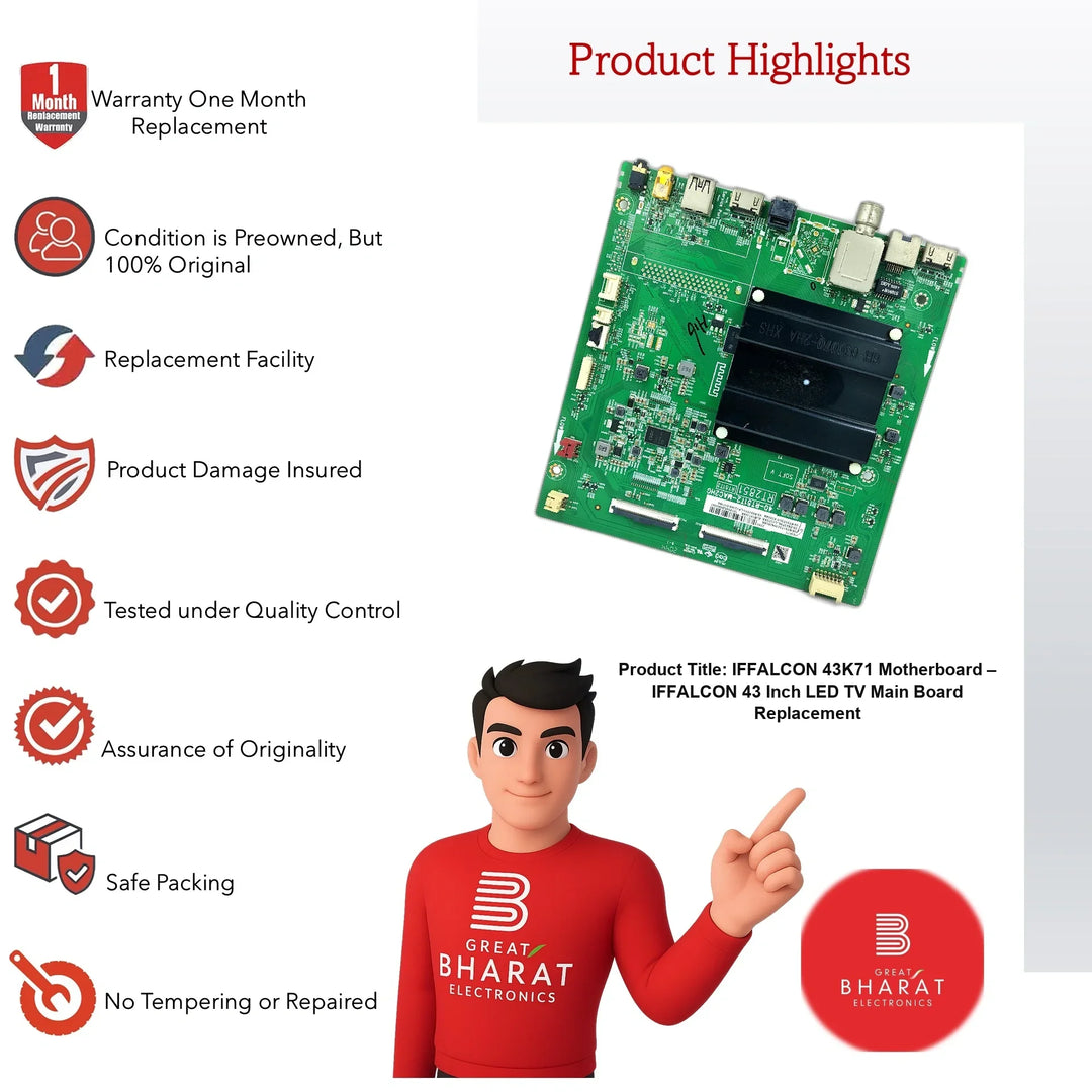 iFFALCON 43K71 Motherboard – iFFALCON 43 Inch LED TV Main Board Replacement - Great Bharat Electronics