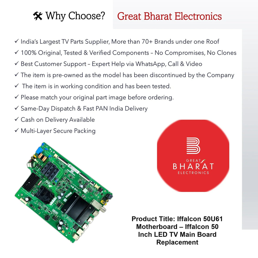 iFFALCON 50U61 Motherboard – iFFALCON 50 Inch LED TV Main Board Replacement - Great Bharat Electronics