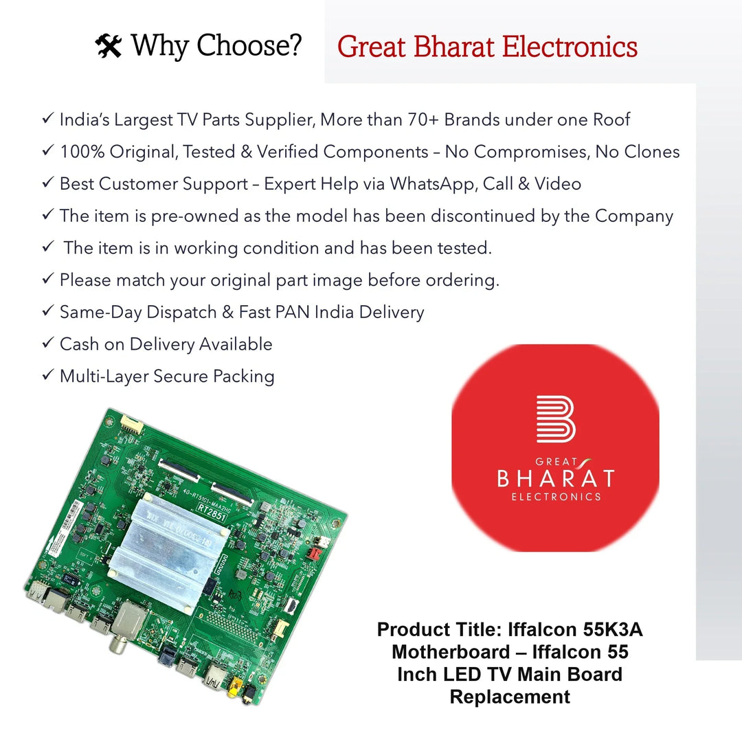 iFFALCON 55K3A Motherboard – iFFALCON 55 Inch LED TV Main Board Replacement - Great Bharat Electronics