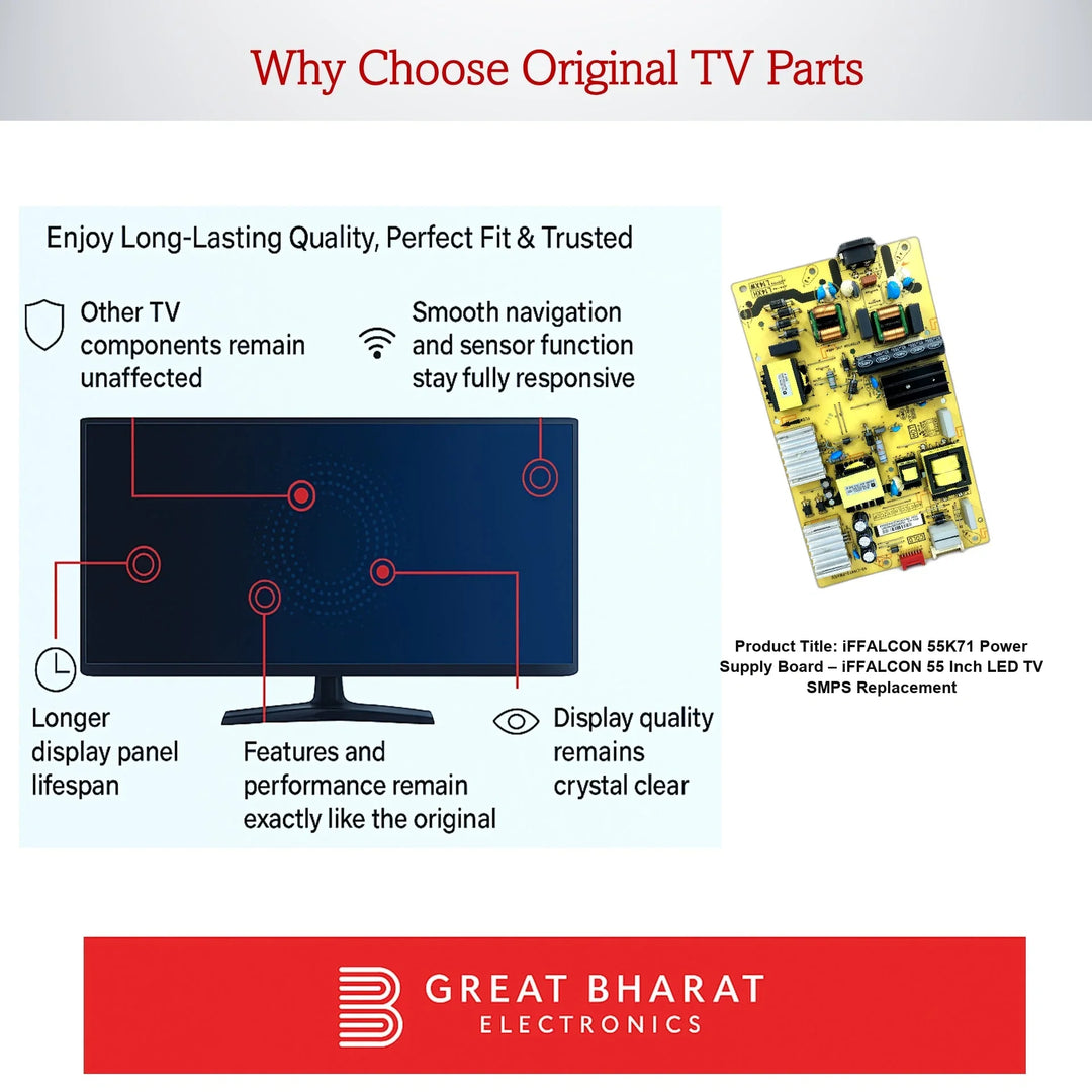 iFFALCON 55K71 Power Supply Board – iFFALCON 55 Inch LED TV SMPS Replacement - Great Bharat Electronics