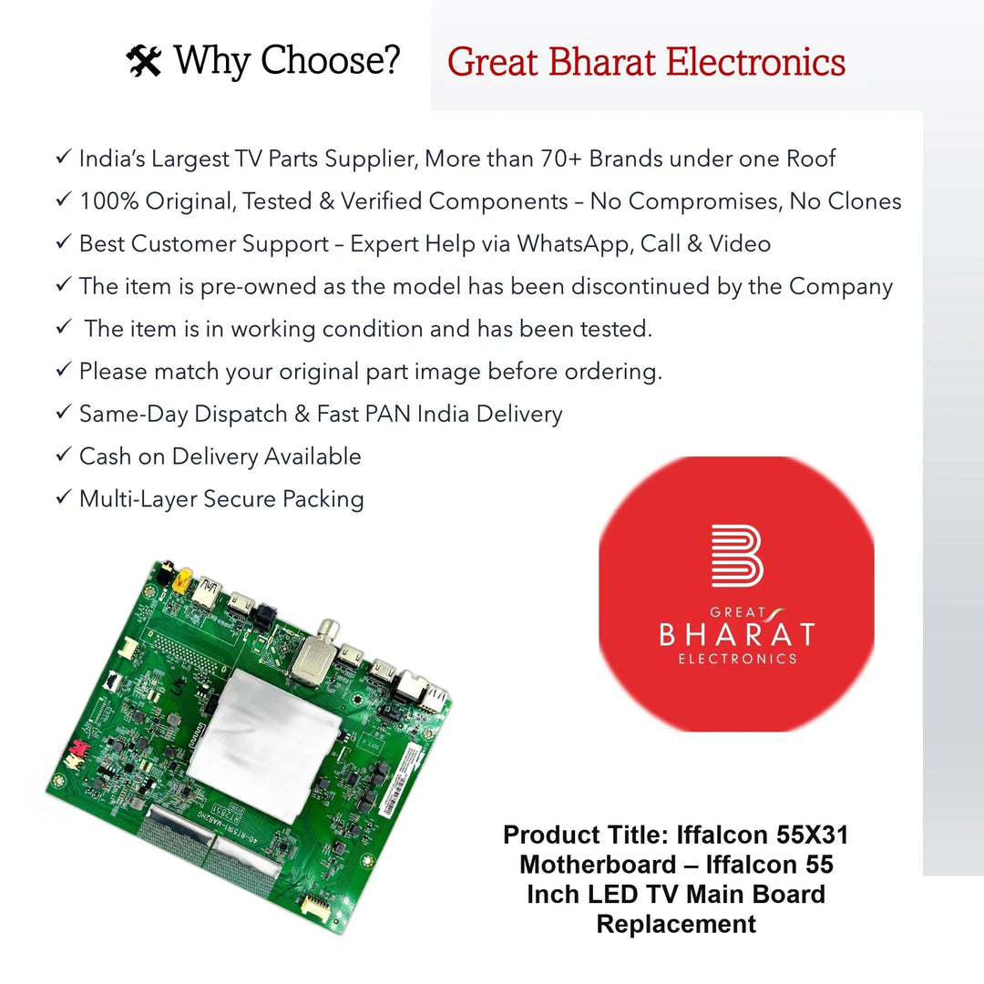 iFFALCON 55X31 Motherboard – iFFALCON 55 Inch LED TV Main Board Replacement - Great Bharat Electronics