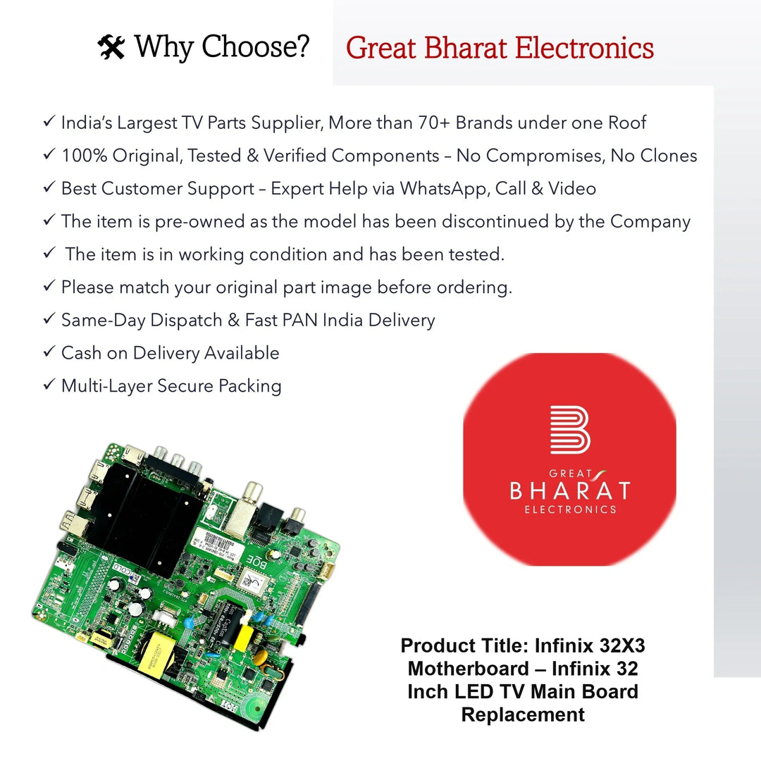 Infinix 32X3 Motherboard – Infinix 32 Inch LED TV Main Board Replacement - Great Bharat Electronics