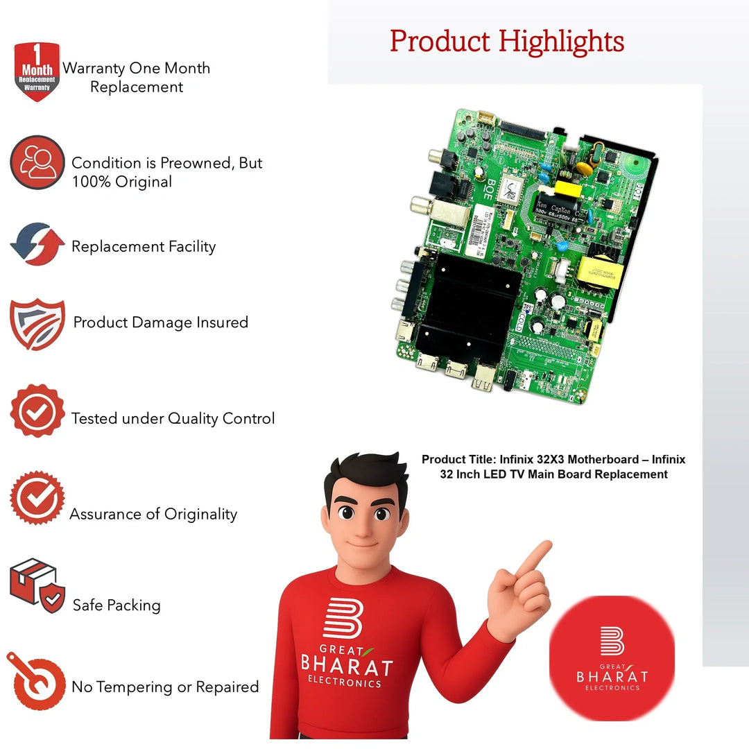 Infinix 32X3 Motherboard – Infinix 32 Inch LED TV Main Board Replacement - Great Bharat Electronics