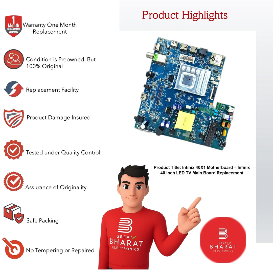 Infinix 40X1 Motherboard – Infinix 40 Inch LED TV Main Board Replacement - Great Bharat Electronics