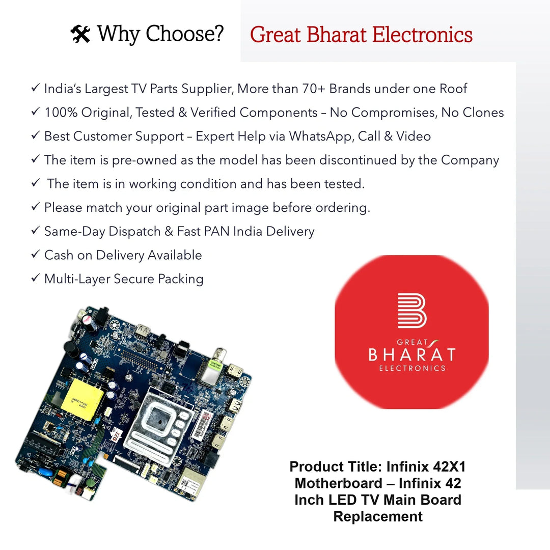 Infinix 42X1 Motherboard – Infinix 42 Inch LED TV Main Board Replacement - Great Bharat Electronics