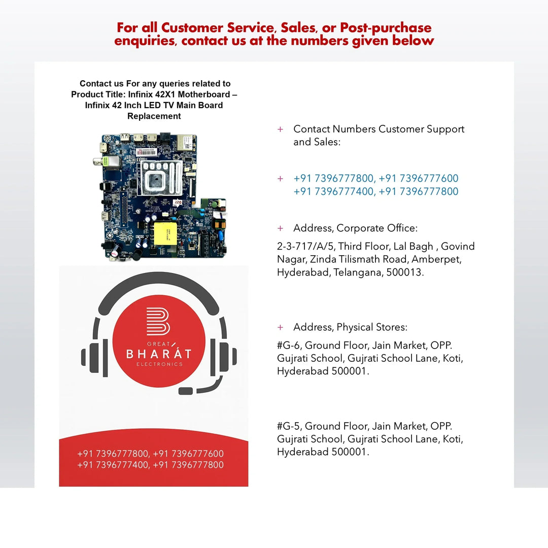 Infinix 42X1 Motherboard – Infinix 42 Inch LED TV Main Board Replacement - Great Bharat Electronics