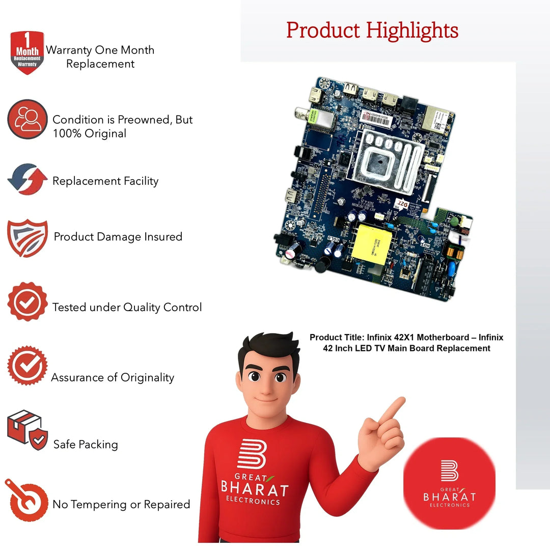 Infinix 42X1 Motherboard – Infinix 42 Inch LED TV Main Board Replacement - Great Bharat Electronics