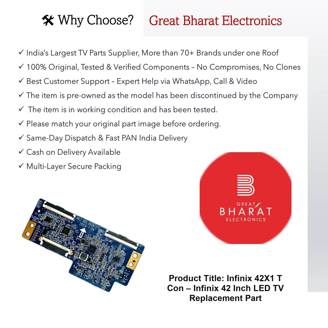 Infinix 42X1 T-Con Board – Infinix 42 Inch LED TV Replacement Part - Great Bharat Electronics