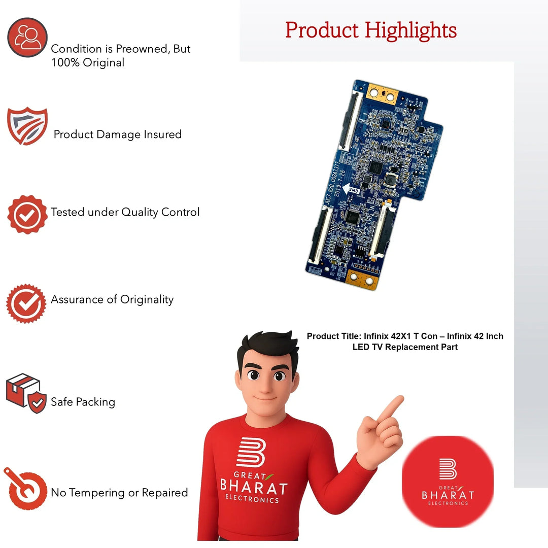 Infinix 42X1 T-Con Board – Infinix 42 Inch LED TV Replacement Part - Great Bharat Electronics