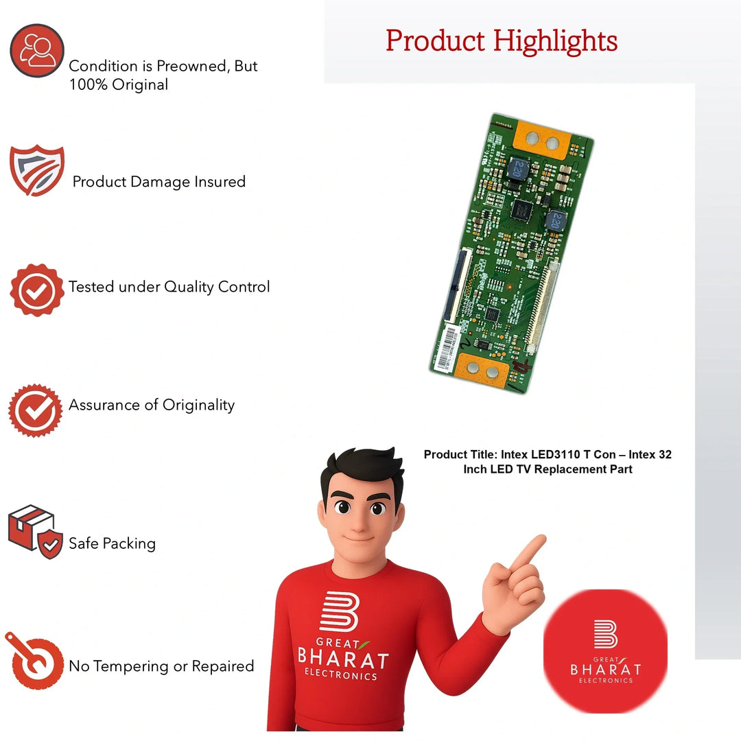Intex LED3110 T-Con Board β Intex 32 Inch LED TV Replacement Part - Great Bharat Electronics