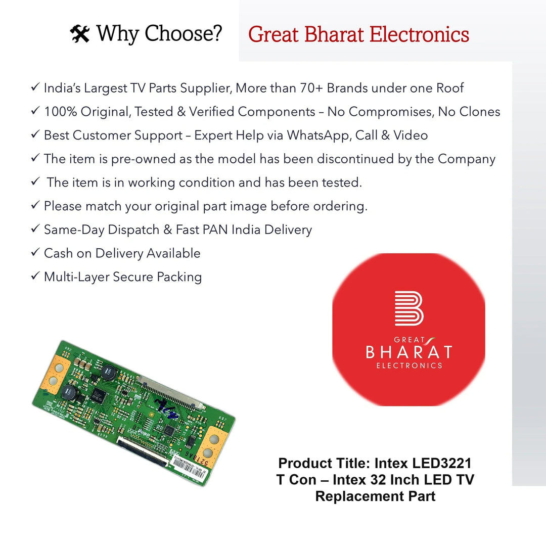 Intex LED3221 T-Con Board β Intex 32 Inch LED TV Replacement Part - Great Bharat Electronics
