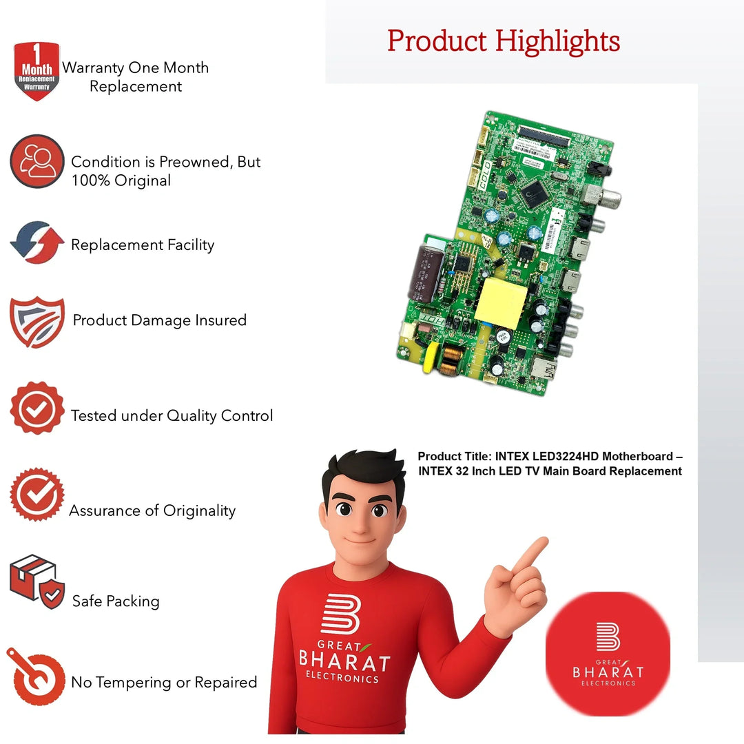 Intex LED3224HD Motherboard – Intex 32 Inch LED TV Main Board Replacement - Great Bharat Electronics