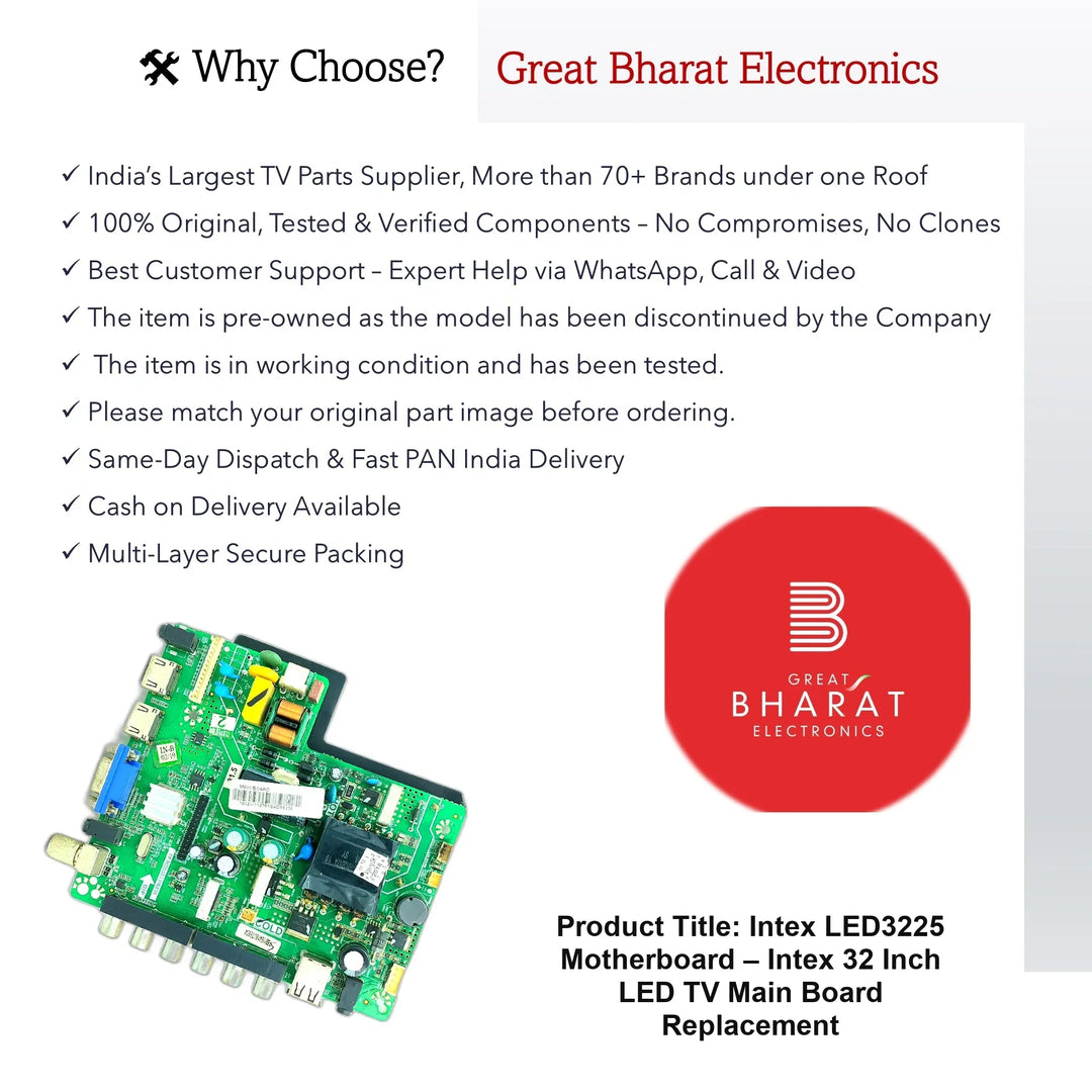 Intex LED3225 Motherboard – Intex 32 Inch LED TV Main Board Replacement - Great Bharat Electronics